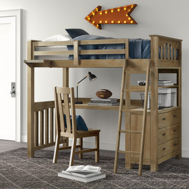 Greyleigh™ Baby & Kids Bedlington Solid Wood Loft Bed with Builtin